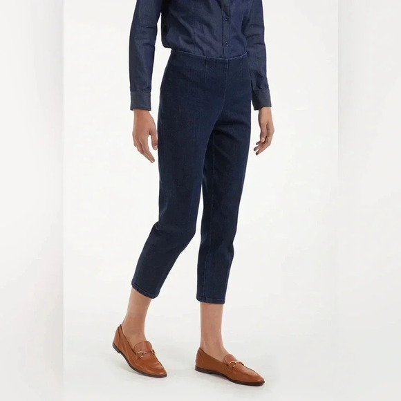 Piazza Sempione blue stretch denim crop pants side zip Size 42 Size 6 - Picture 13 of 13